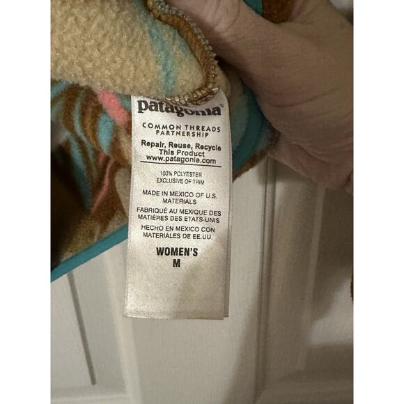 Patagonia Synchilla Snap-T Fleece Pullover Teal Pink Floral Camo Medium - Picture 3 of 11